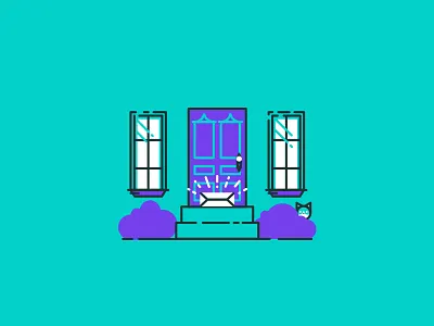 Right to your door bush cat door front home house mail package parcel step stoop windows