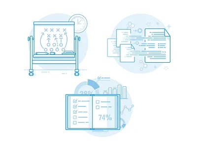 Outline Icons 2 blue clean flat icons illustration line outline vector