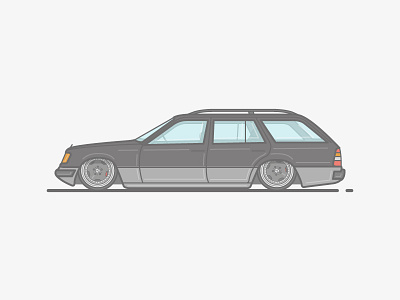 Mercedes-Benz W124 automotive car flat lineart low mercedes vector