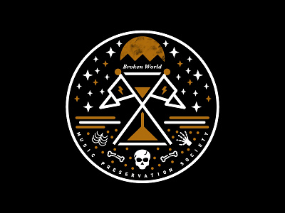 Broken World Media - Cassette Club Patch broken world media cassette flag hourglass logo modern patch record label simple star