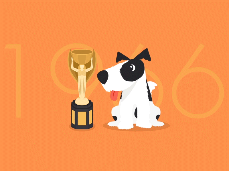 Pickles 1966 copa mundial dog football gif illustration pet pickles soccer vector