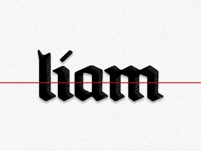 liam blackletter branding grain liam logo noise red type