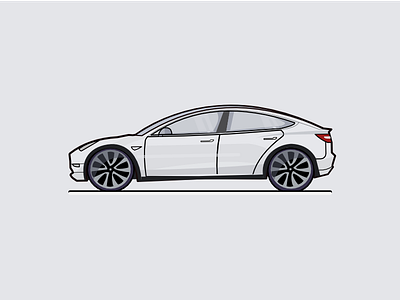 Tesla Model 3 auto car icon illustration shadow tesla vector