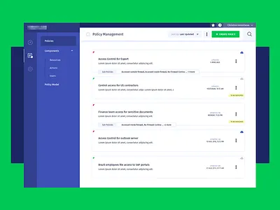 Confidential Project - WIP application interface list menu table ui ux