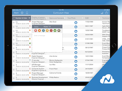 Nexticy App for iPad app cloud data document forms icons ios ipad nexticy note responses table