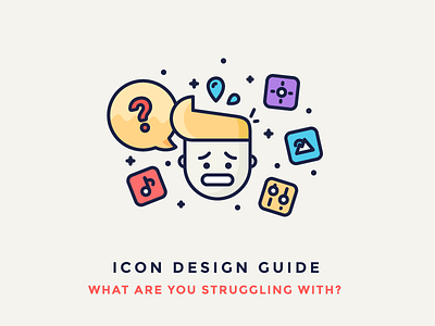 Icon Design Guide - I Need Your Help! character filled icon iconography illustration nervous note outline person picture questions stress