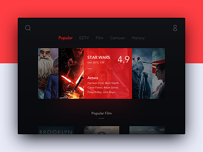 Tv Concept app daily ui dark feature film popular red tv ui ux