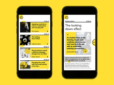 Concept App - Inspiration Section app article design experience inspiration layout news space ui user ux world