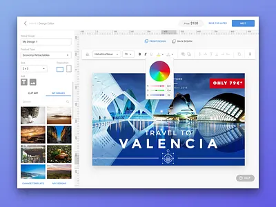Banner Builder UI app banner builder clean color picker composer designer flat minimalist ui ux web