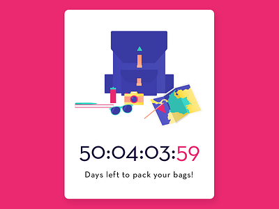 Daily UI #014 - Countdown Timer app backpack camera countdown daily ui illustration map sunglasses timer