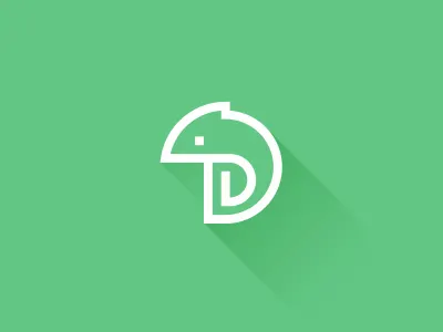 DigiCham chameleon color creative d digital green letter logo media simple