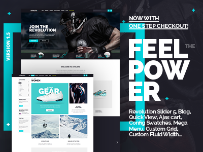 FEEL THE POWER athlete blue dark magento sport theme