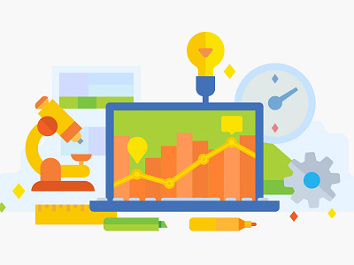 Software Testing -- Illustration for a website administration clock colorful computer graph marker office research ruler software testing