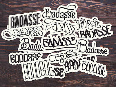 Badasse Stickers badass design digital font graffiti graphic handmade lettering sticker typography vector