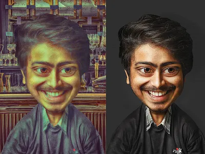 Self Caricature art direction caricature digital painting vishnu khowal