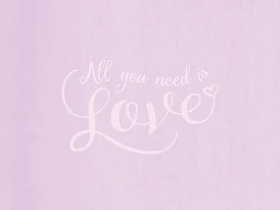 Love all you need is love heart love purple type typography wedding