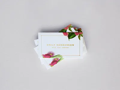 Emily Henderson Business Cards branding business cards floral gold foil