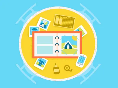 family photos at the table illustration