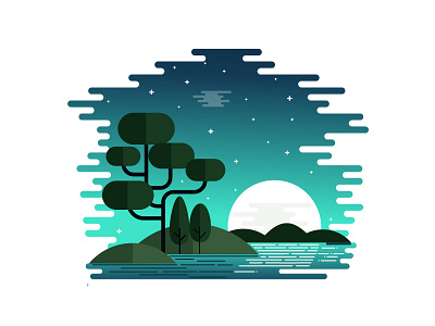 Night Landscape illustration landscape nature scenery
