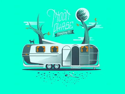 Moon Phase, Illustration airstream graphic design illustration moon texas trailer