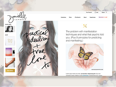 Danielle LaPorte Homepage blog danielle laporte dlp editorial fixed width homepage navigation personal brand split screen typography ux web