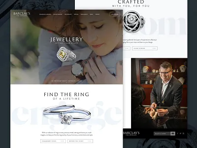 Barclay's Jewellers Website branding fullscreen grid homepage jewellery landing mobile responsive ui ux wordpress