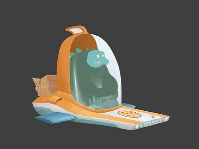 Pizza Delivery digital dinosaur illustration photoshop pizza spaceship stegosaurus