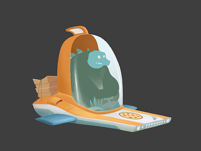 Pizza Delivery digital dinosaur illustration photoshop pizza spaceship stegosaurus