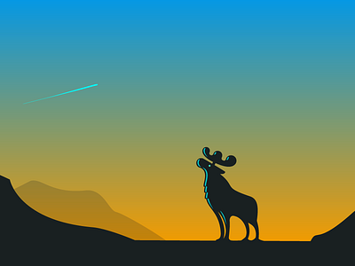 Moose animal dawn dusk earth illustration landscape moose mountain