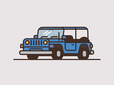 Jeep #1 car flat color illustration jeep minimal thick line truck wrangler