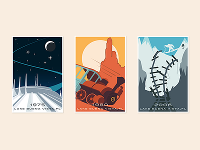 Theme Park Travel Posters amusement park disney flat mountains poster print roller coasters theme park travel poster walt disney world