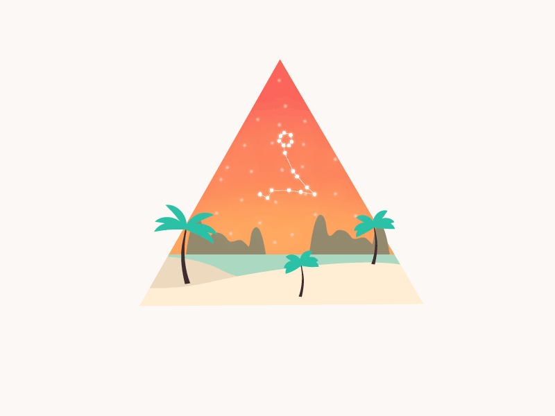 Pisces constellation illustration landscape pisces sky star sign trees vector