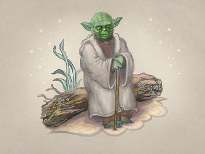 Yoda art design digital painting drawing green hand drawn icon illustration painting photoshop star wars yoda