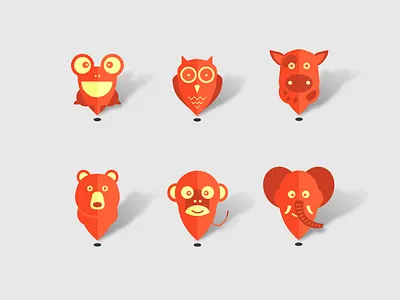 Meetogram map pins animals ape bear cow elephant frog geo icons map pins pins
