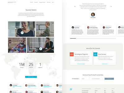 Udacity Success Stories avatar cards focus lab form grid map quote ui website