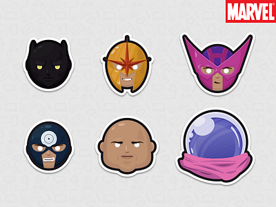 Marvel Sticker Set 4 black panther bullseye hawkeye kingpin marvel mysterio nova printdesign sticker