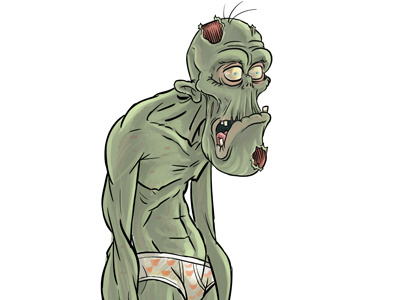 underwear Zombie character design illustration