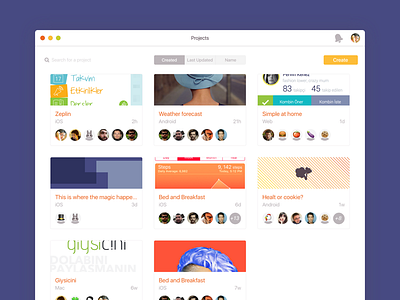 Zeplin's projects screen for Mac app dashboard mac ui ux zeplin