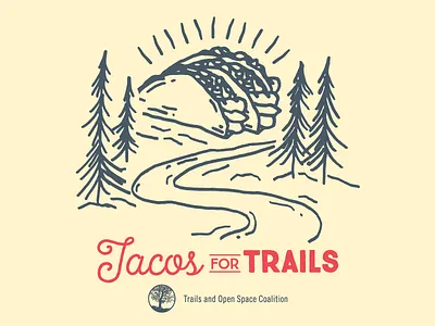 Tacos For Trails community hand drawn red taco trails trees