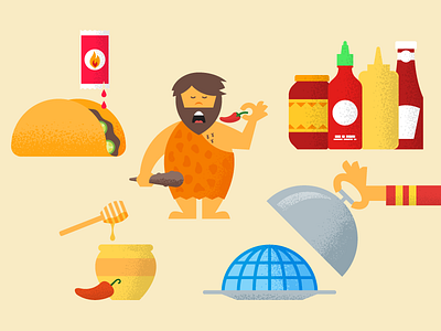 Spicy caveman dish food honey hot sauce illustration infographic sauce taco