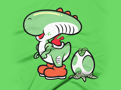 Yoshi x Alien Mashup alien aliens chestburster parody super mario bros t shirt tshirt yoshi