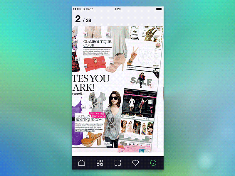 Magazine pages animation app cuberto design icon ios iphone motion ui ux