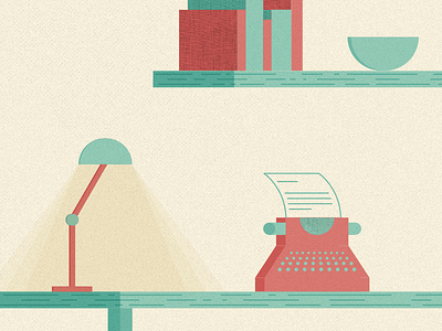 Old Style Desk clean design flat geometric icon illustration lamp typewriter vector