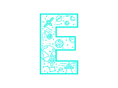 E is for Expedition expedition icon iconography illustration line outerspace planets travel type