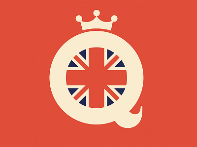 36 Day of Type – Q crown design flat illustration letterform lettering retro union jack