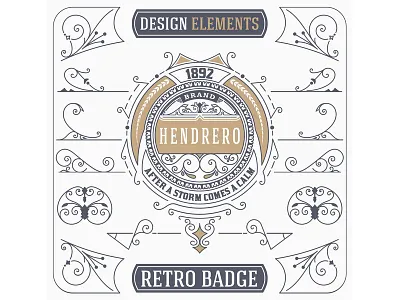 Vintage Ornament and Retro Badge. accent antique background baroque beautiful card corner design elements filigree flowers