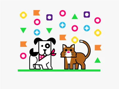 D&C branding candy cat dig geometric icons illustration minimal simplicity