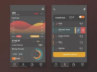 BTC Mining App Concept btc concept mining mobile ui ux