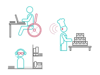 Disabled people blind disabled icons illustration ilustración lines vector vectorial wheelchair