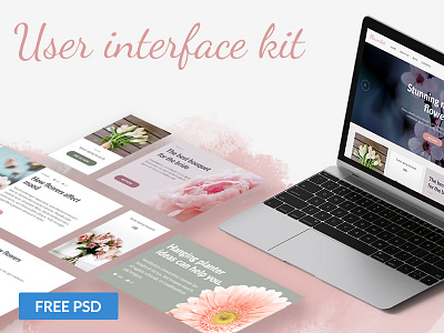 Flowerkit 12 grid free freebie interface ui kit ui set web